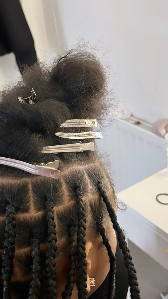 Real client before and after braids Houston salon results