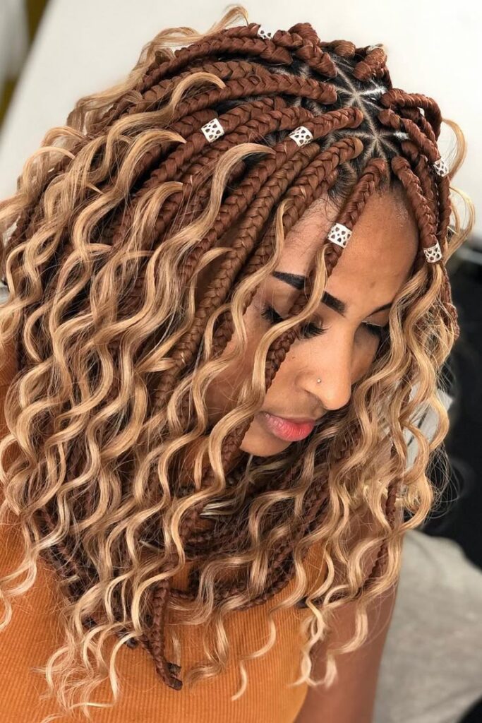 bohemian braids with beads and ribbons in Houston