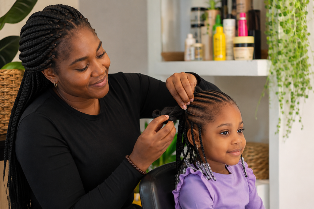 gentle braiding for kids Newark NJ Abeeba stylist