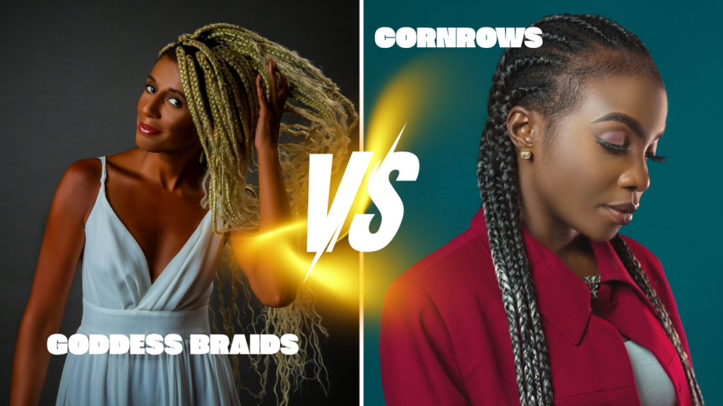 goddess braids vs cornrows comparison thickness Newark NJ