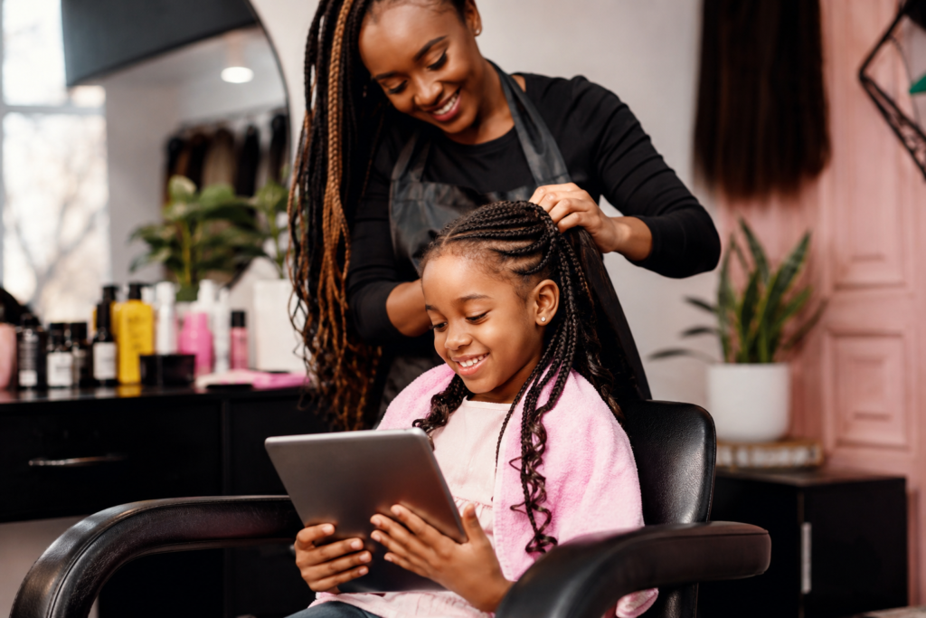 kids braiding appointment experience Newark NJ Abeeba